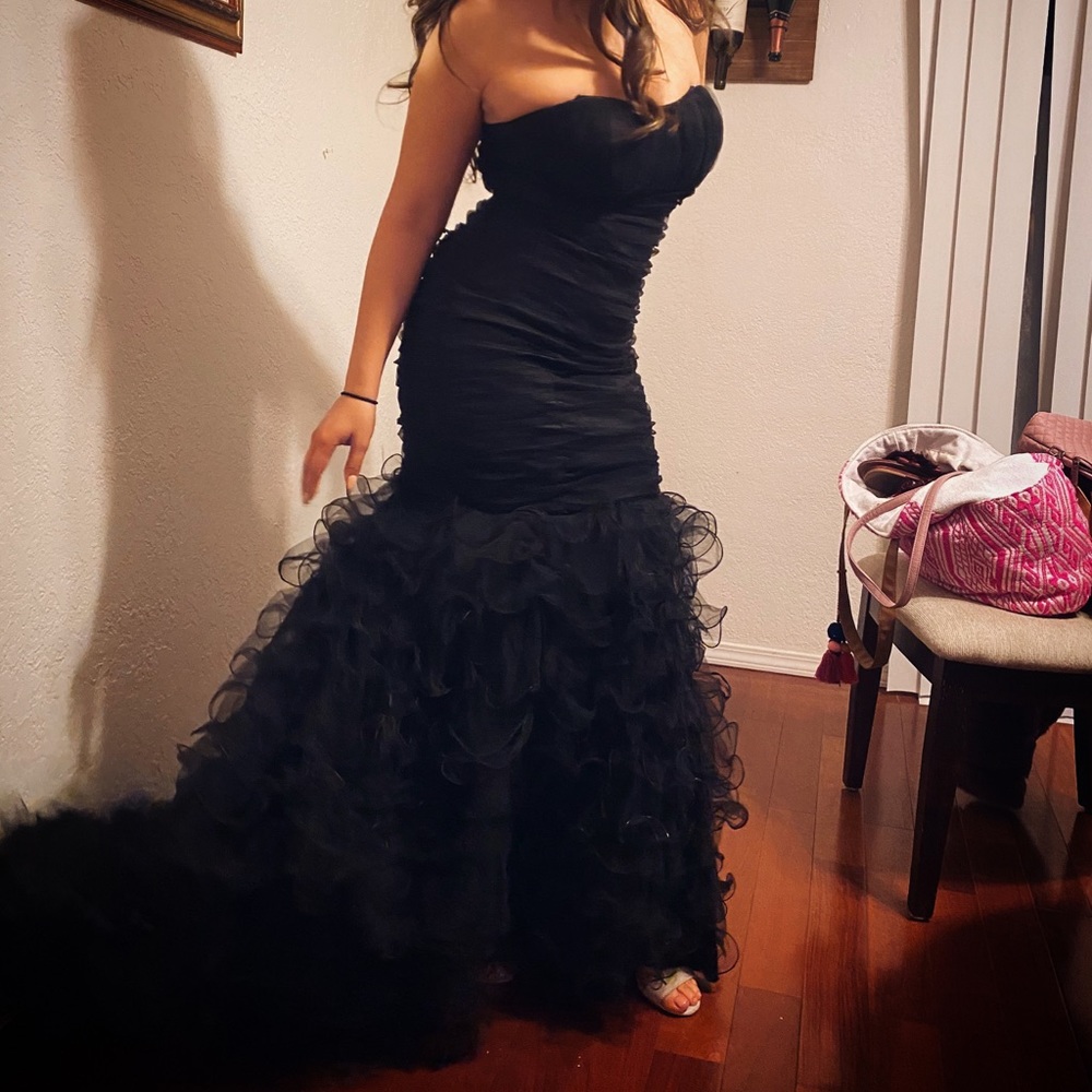 Black formal strapless mermaid dress